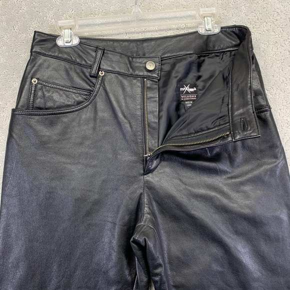 Maxima Wilsons Pants - Vintage Maxima Wilsons Leather Pants Womens Size 12 Black Bootcut High Waist